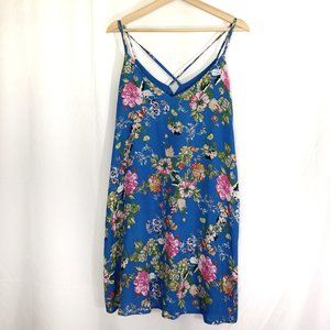 NWT Xhilaration Dress Blue Floral Beach Boho L